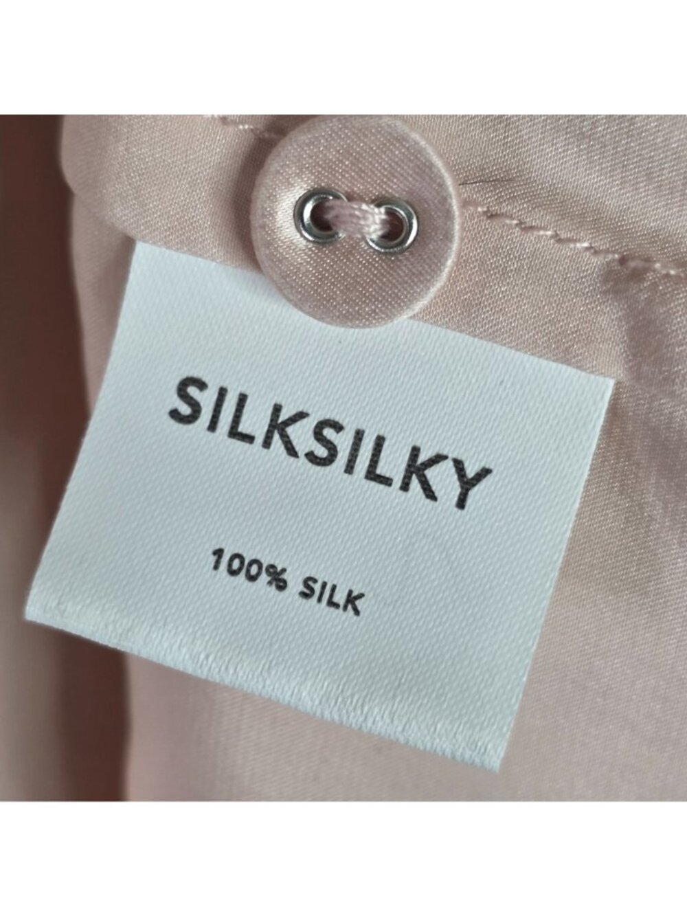 Womens Silk silky 100% Silk Pink Pajama Set Contrast Trim Button Up Top Size XL - Picture 3 of 14
